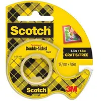 3M Scotch doppelseitiges Klebeband, 12,7 mm x 7,89 m, 25 % extra KOSTENLOS mit Handabroller | 1 Rolle