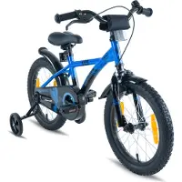 Prometheus Kinderfahrrad 16 Zoll Jungen und Mädchen in Blau & Schwarz mit Stützräder | Aluminium Seitenzugbremse und Rücktrittbremse | inkl. Sicherheitspaket | ab 5 Jahre | 16“ BMX Edition 2018