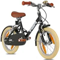 Prometheus BIKES Kinderfahrrad 14 Zoll ab 4 Jahre Retro Look mit Felgenbremse & Ständer Schwarz