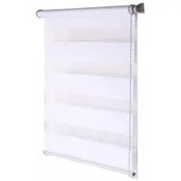 Jet-Line Rollo Indoor gestreift - 150 - Weiß - 100 Sichtschutz lichtdurchlässig Blockstreifen Doppelrollo Klemmfix ohne Bohren Schutz Modern durchlässig Wohnzimmer Schlafzimmer Küche Zimmer