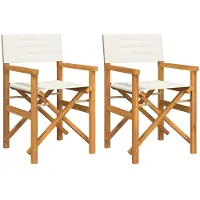 vidaXL Regiestühle 2 Stk. Klappbar Creme Massivholz Teak
