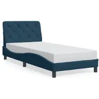 vidaXL Bett mit Matratze Blau 90x190 cm Samt