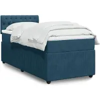 vidaXL Boxspringbett mit Matratze Blau 90x200 cm Samt