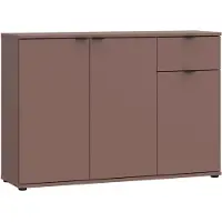 Forte GANYMEDE Sideboard 120, minimalistische Kommode, 3-türig, 1 Schublade, Holzwerkstoff, Wohn-/Schlafzimmer, Terrakotta, 119,8 cm breit x 82,3 cm hoch x 34,1 cm tief