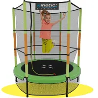 Kinetic Sand Kinder Trampolin JUMPER 140 cm - Gummiseil Federung, Sicherheitsnetz mit Reißverschluss - Indoor Kindertrampolin Spielzeug