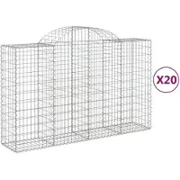 vidaXL Gabionen mit Hochbogen 20Stk. 200x50x120/140cm Verzinktes Eisen