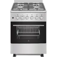 Gasline Gas-Elektro Standherd SHGE6060FGIX Elektrobackofen mit Gaskochfeld 60 cm Edelstahl Umluft, Grill mit Drehspieß