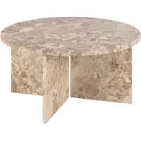 Ebuy24 Vega Couchtisch Ø90cm Marmor braun.