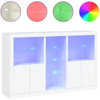 vidaXL Sideboard mit LED-Leuchten Weiß 162x37x100 cm