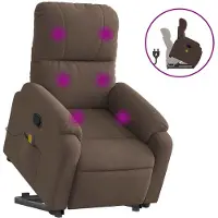 vidaXL Massagesessel mit Aufstehhilfe Braun Mikrofasergewebe