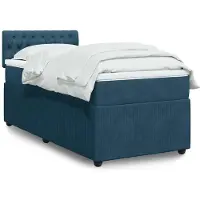 vidaXL Boxspringbett mit Matratze Blau 100x200 cm Samt