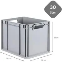 Proregal 5x Eurobox NextGen Grip | HxBxT 32x30x40cm | 30 Liter | Griffe offen | Glatter Boden | Eurobehälter