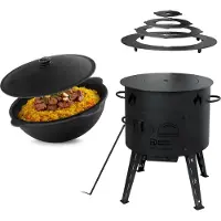 4BIG.fun Ø40 Uchag 2mm Stahl 12L Kazan Utschak Adapter-Ringe Utschag Campingofen Kasan Feuerstelle Feldküche Außenküche Eintopfofen Gulaschkanone