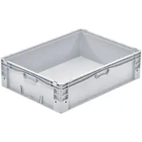 Proregal Euro-Norm Großbehälter | HxBxT 22x60x80cm | 91 Liter | Glatter Boden | Grau | Eurobehälter, Transportbox, Transportbehälter, Stapelbehälter