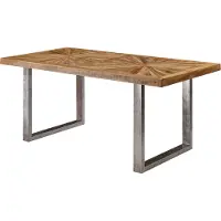 Wohnling Esstisch Mango Massivholz Esszimmertisch 180x76,5 x90 cm Küchentisch Loft Natur Holztisch Massiv mit Metallgestell Industrial Tisch