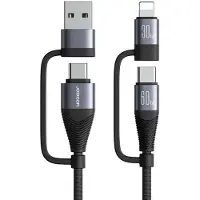 JOYROOM Sa37-2T2 4In1 Kabel 2C 1L 1A, 60W, 1,2M Schwarz