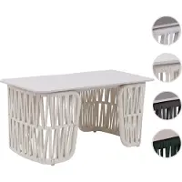 Mendler Loungetisch HWC-P90, Gartentisch Balkontisch Outdoor, Seilgeflecht Rope Sinterstein 43x90x45cm creme, Platte creme