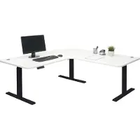 Mendler Eck-Schreibtisch MCW-D40, Bürotisch Computertisch elektrisch höhenverstellbar 178x178cm 84kg MVG weiß, schwarz
