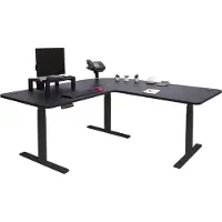 Mendler Eck-Schreibtisch MCW-D40, Bürotisch Computertisch elektrisch höhenverstellbar 178x178cm 84kg MVG schwarz, schwarz