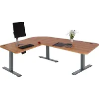 Mendler Eck-Schreibtisch MCW-D40, Computertisch elektrisch höhenverstellbar 178x178cm 84kg MVG Eiche-Nachbildung, anthrazit-grau