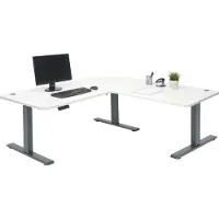 Mendler Eck-Schreibtisch MCW-D40, Computertisch elektrisch höhenverstellbar 178x178cm 84kg MVG weiß, anthrazit-grau