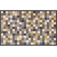 Turtle Mat Fußmatte "und Läufer Neutral Squares", braun (bunt), B:75cm H:9mm L:120cm, Obermaterial: 85% Baumwolle, 15% Viskose, Teppiche, Fußmatte