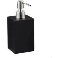 Relaxdays 2x Edelstahl-Seifenspender eckig schwarz Schwarz,Silber