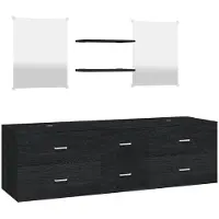 vidaXL 5-tlg. Badmöbel-Set Schwarz Holzwerkstoff