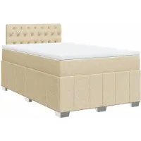 Syfax Boxspringbett mit Matratze Creme 120x200 cm Stoff