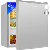 Bomann Mini Kühlschrank 42L Nutzinhalt, Getränkekühlschrank klein für Büro, Camping und Gaming, kleiner Kühlschrank 39 dB, Minibar - KB 7346 inox