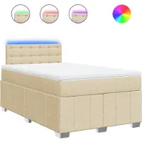 Syfax Boxspringbett mit Matratze Creme 120x200 cm Stoff