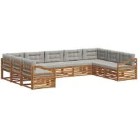 vidaXL Outdoor-Sofagarnitur mit Kissen 9 pcs Natürlich und Hellgrau