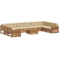 vidaXL Sofagarnituren 11 stk. Natur und Beige Massivholz Akazie