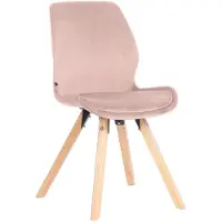CLP Esszimmerstuhl Luna Modernes Design, Gestell natura, gepolsterter Sitz pink Material Samt