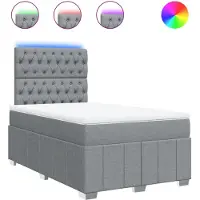 Syfax Boxspringbett mit Matratze Hellgrau 120x200 cm Stoff