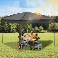 Jayseuw Pavillon 3x3m ohn Seiten, Festzelt Faltpavillon Gartenzelt, UV-Schutz, für Garten Terrasse Feier Party Grau