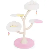 Costway Kratzbaum 123cm, süßer Katzenbaum mit 2 Liegeflächen, 2 Plattformen, Spielball & Sisalstämmen, Kletterbaum klein, Katzenmöbel, Weiß Pink