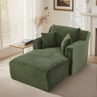 OKWISH Relaxsessel mit Armlehnen und Rückenlehne, Bequemes Einzelsofa Cord, Loungesofa ohne Montage,für kleine Wohnungen in Grün