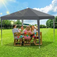 TolleTour Pavillon Faltpavillon 3x3m Grau Partyzelt UV-Schutz höhenverstellbarer mit Tragetasche, für Outdoor Garten Camping Ohne Seitenwänden