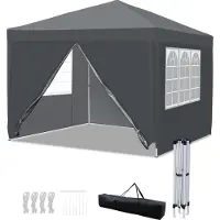 Izrielar 3x3 m Faltpavillon wasserdicht – Pavillon faltbar mit Tragetasche, Gartenzelt & Partyzelt für Garten, Camping & Outdoor, Grau