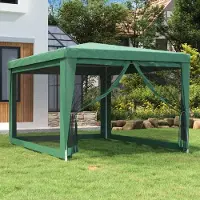 PUEAZU Partyzelt mit 4 Mesh-Seitenwänden Grün 3x4 m HDPE - Pavillons & Partyzelte &4946