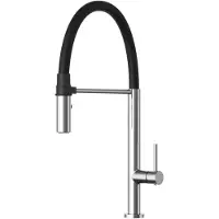 Granitan | Küchenarmatur - Hoch - Bogen - Magnethalter - Flexible - Schwarz und Silber - Wasserhahn Küchen - Keramikkopf - SCALA