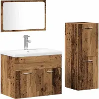 Syfax Badezimmermöbel-Set Wandmontiert 4 pcs Braun Holzwerkstoff