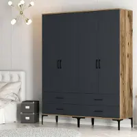 Dmora Großer Kleiderschrank Atria 160x201,4 cm Braun Kleiderbügel