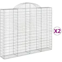 vidaXL Gabionen mit Hochbogen 2 Stk. 200x30x160/180cm Verzinktes Eisen