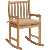 Syfax Schaukelstuhl mit Beige Kissen Massivholz Teak