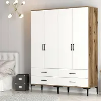 Dmora Großer Atria Kleiderschrank 160x201,4 cm Braun, 2 Böden