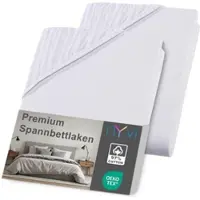 NYVI Spannbettlaken DreamScience Premium - Komfort Spannbetttuch, 190g/m2, Einlaufschutz, Bügelfrei, mit Gummizug 180x200 - 200x200 cm (2er Pack) weiß