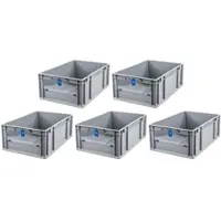 Proregal SparSet 5x Eurobox NextGen Insight Cover HxBxT 22 x 40 x 60 44 Liter Niedrig/Blau Eurobehälter Transportbox