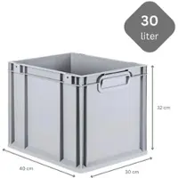 Proregal SuperSparSet 4x Eurobox NextGen Grip mit Auflagedeckel mit 4 Roten Schiebeschnappverschlüssen HxBxT 32 x 30 x 40 cm 30 Liter